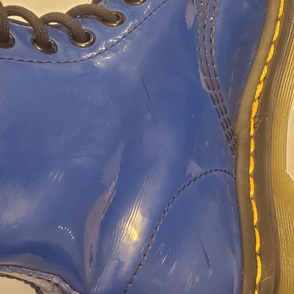 NEW Dr. MARTENS 1460 BLUE Patent Leather Lace-Up COMBAT Boot Women Sz 5 MSRP$160 - Picture 12 of 12